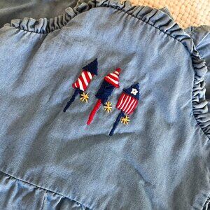 Hand Embroidered Patriotic Baby Romper